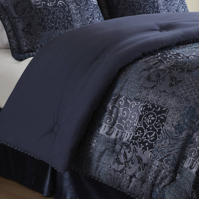 Durable Navy Cal King Bedding Sets, Polyester Comforter For Home