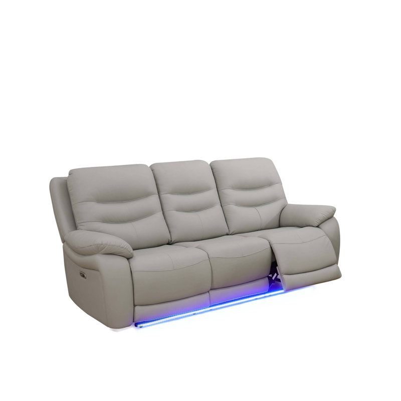 Ensemble de canapé et causeuse inclinable en cuir et PVC 2 pièces gris clair