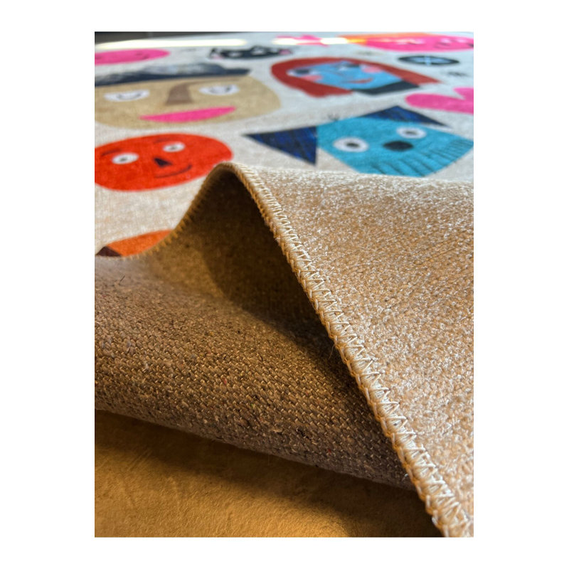 Tapis cubique moderne multicolore à petits visages, Tapis de couloir 2 pi 7 po x 9 pi 10 po
