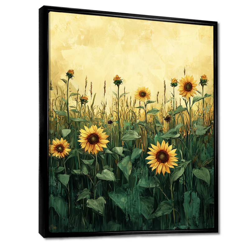 «Dreshun Summer Sunflower Meadow In The Prairies III - Sunflowers», art encadré, Noir, Impression encadrée sans passe-partout
