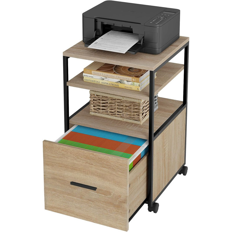 Adalyse 40cm Wide 1 -Drawer Mobile File Cabinet, Light brown