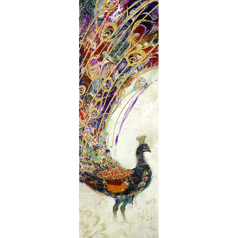 «Paon avec des plumes dorées» sur, H 60 po x l 20 po