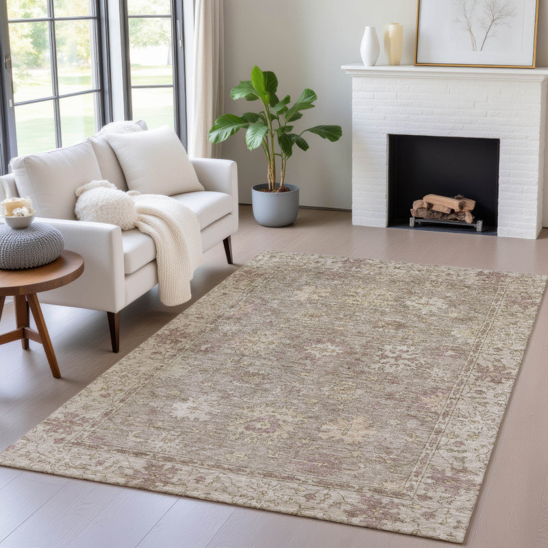 Tapis kaki Xhevrie intérieur / extérieur lavable à la machine, Rectangle 10 pi x 14 pi