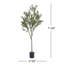 Grand olivier artificiel avec cadre en fer et en plastique, plante d'intérieur décorative pré-en pot avec feuilles vert argenté et olives mauves