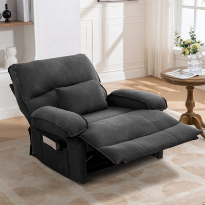 42" W Oversized Recliner Chair Extra Large With Message Pillow and Armrests Manual Recliner by Latitude Run