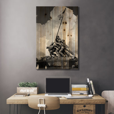 1950s USMC War Memorial Iwo Jima 1945 Washington Dc USA by Vintage Images - Unframed Graphic Art on Wood