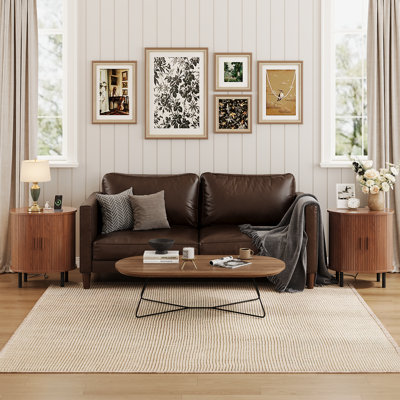 23.5"H Wooden Round End Table With Charging Station