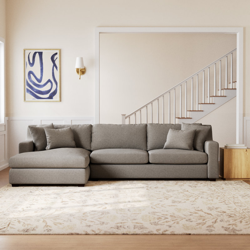 Rhodes 2 - Piece Upholstered Sectional, Left Hand Facing, Drusky Linen Sustain® Basketweave