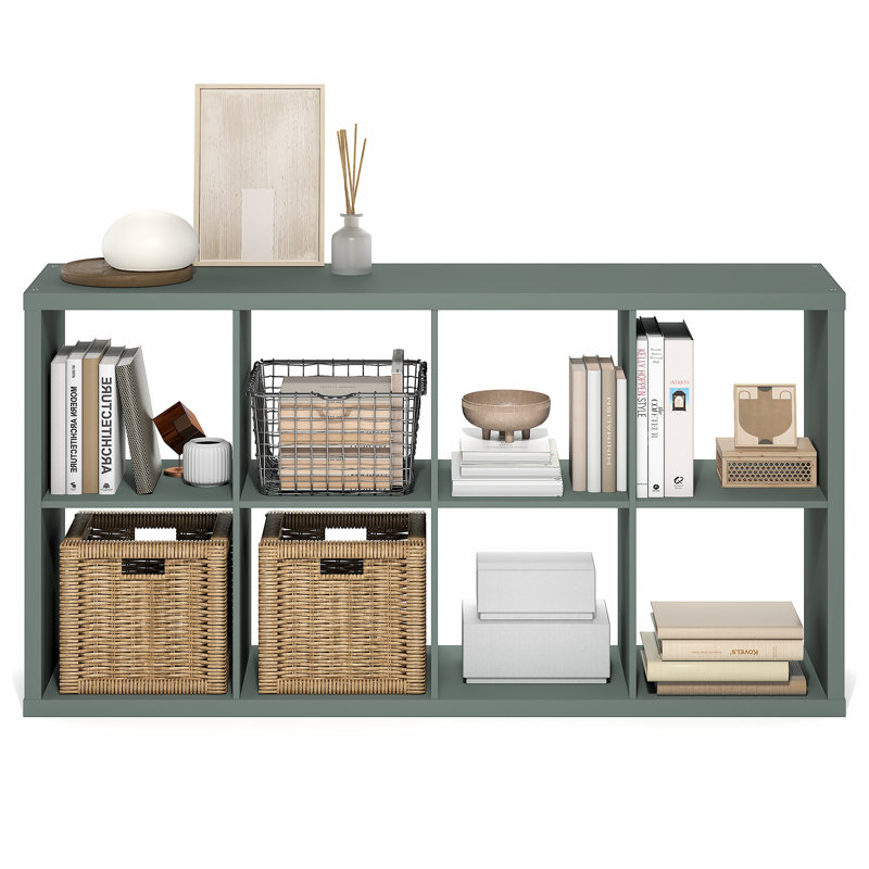 Arlton 6-Cube Bookcase, (8 Shevles) 57.91"H x 30"W x 14.6"D, Green