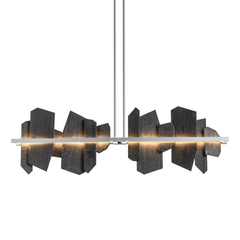 Ardesia 1 - Light Kitchen Island Linear LED Pendant with Slate Accents, Vintage Platinum