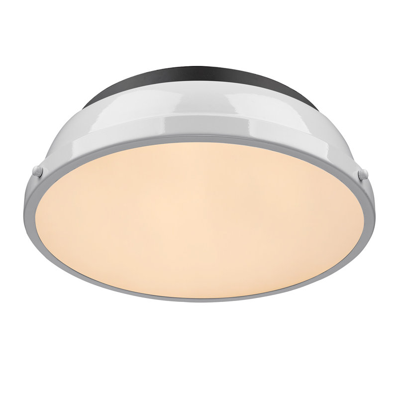 Calico Steel Flush Mount, White, Matte Black