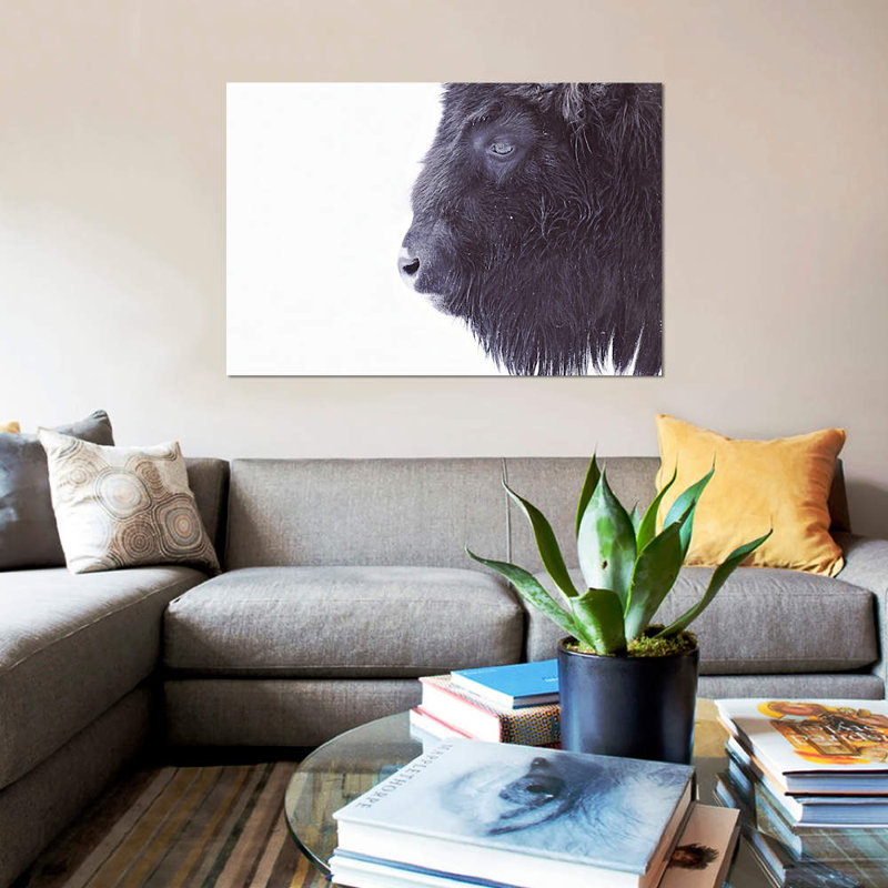 Black Buffalo Portrait 1 Piece Wall Art on Canvas, 101.6 cm H x 66.04 cm W x 1.91 cm D, No Frame
