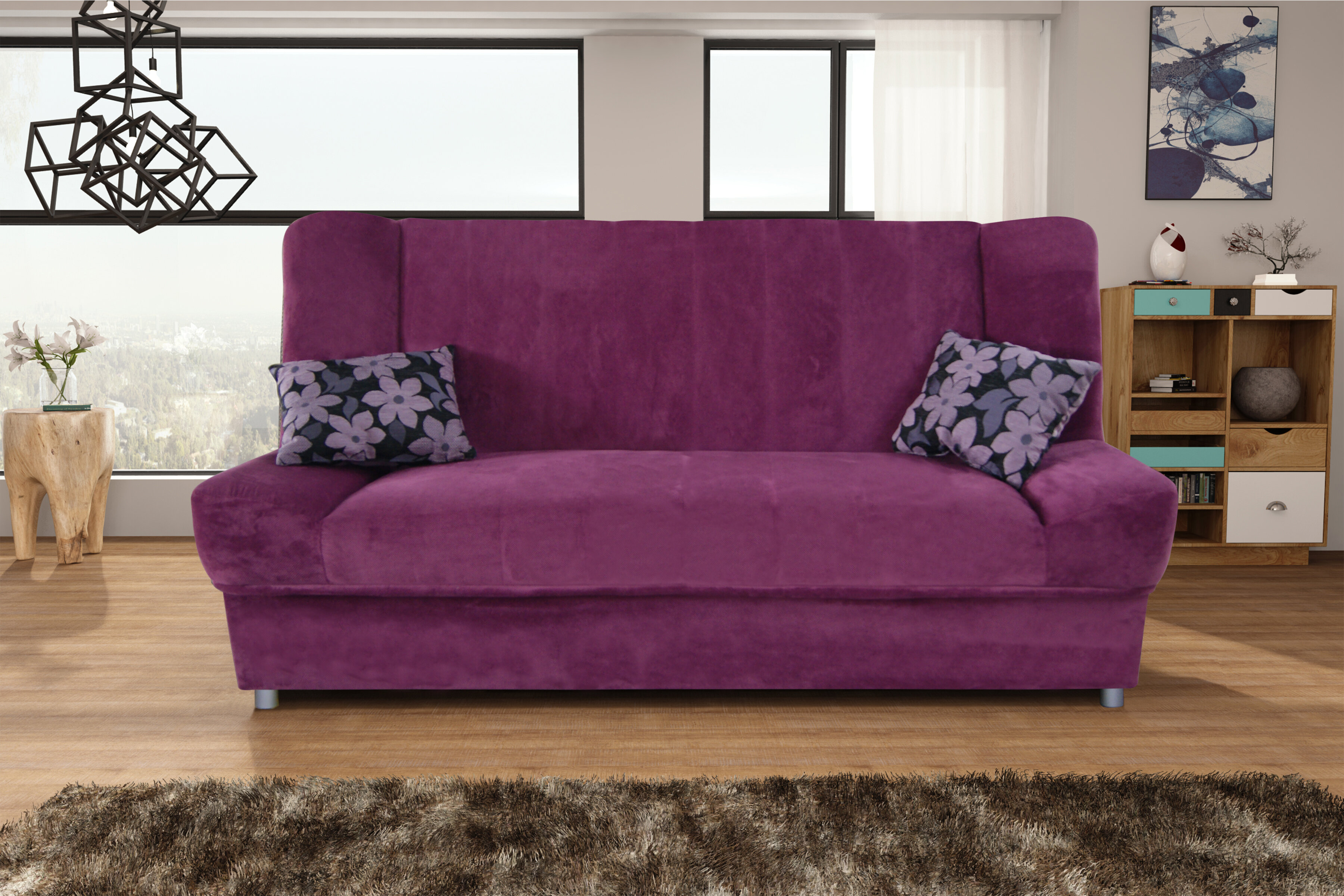 Purple velvet clearance couch wayfair