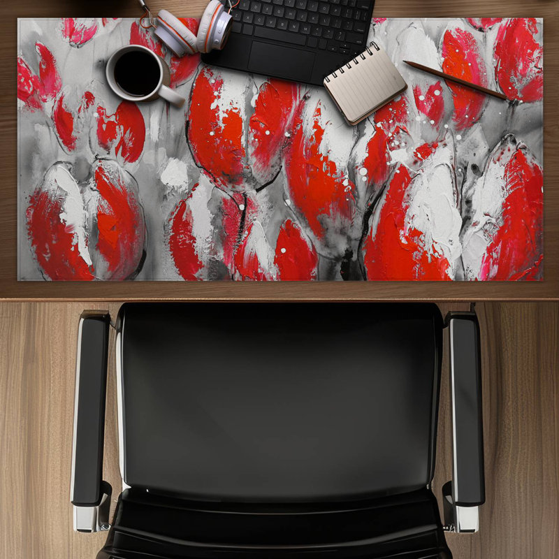 Abstract red tulips - 15.75"x31.50" Desk mat