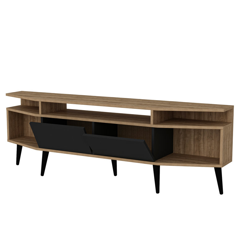 71" Media Console For Tvs Up To 80", Noyer / noir