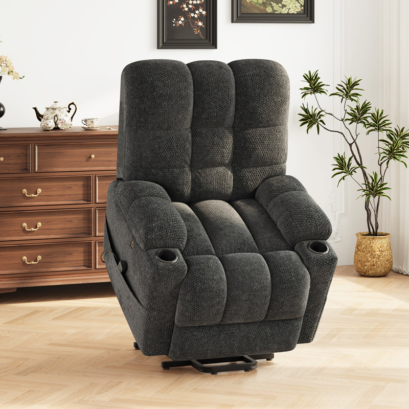 Power Lift Recliner Chair With Heat & Massage, Oversized Seat, USB Charging, And Modern Upholstery – Electric Lift Assist For Living Room