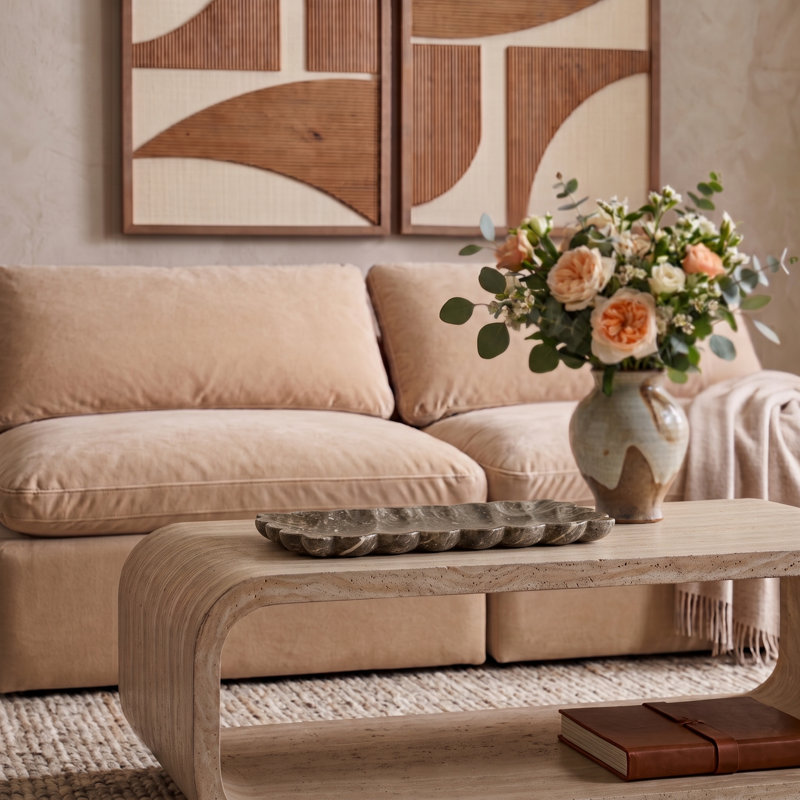 Ruffalo Decorative Tray, Grey Travertine