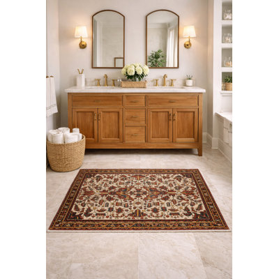 One-of-a-Kind 3'1" X 5'3" 1980s Wool Area Rug in Ivory