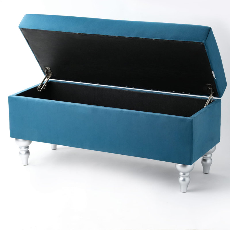 Velvet Upholstered Storage Bench, 47 x 45 x 35 cm