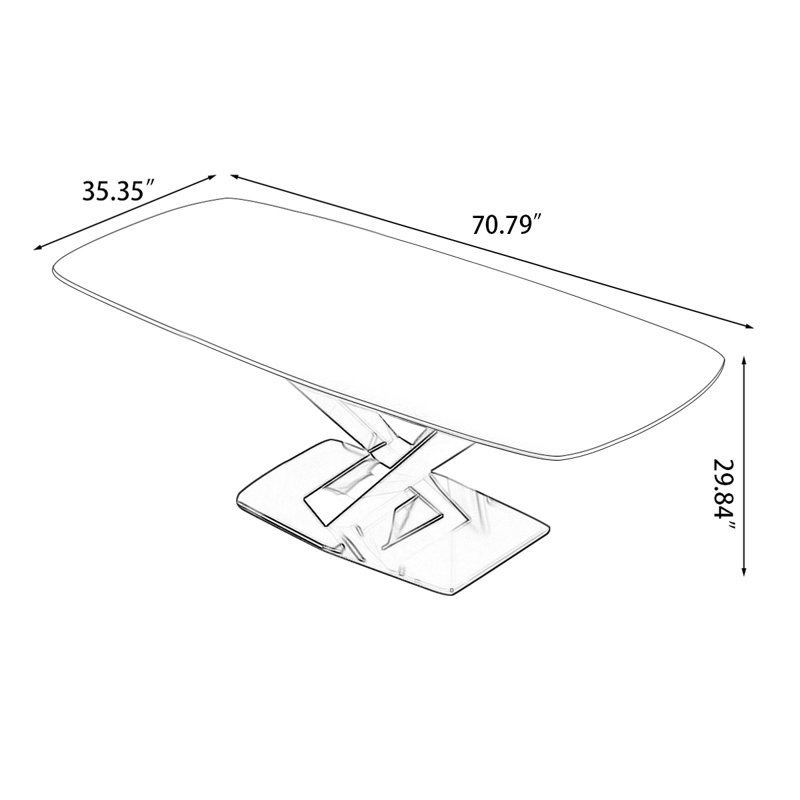Table de salle à manger moderne en pierre supercristalline avec base en métal en forme de X