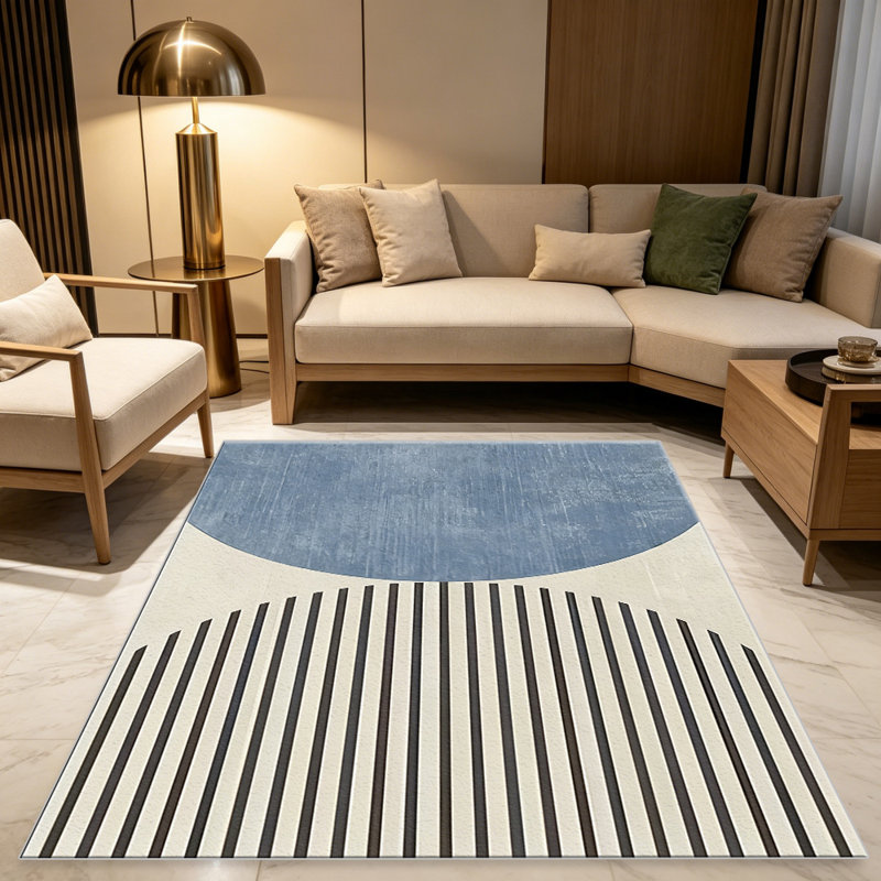 Blue Linear Abstract carpet-easy to clean, machine-washable, soft and comfortable; suitable for door mats, kitchens, living rooms, bedrooms, corridors, and laundry areas. Easy to clean, durable carpet for home decoration.