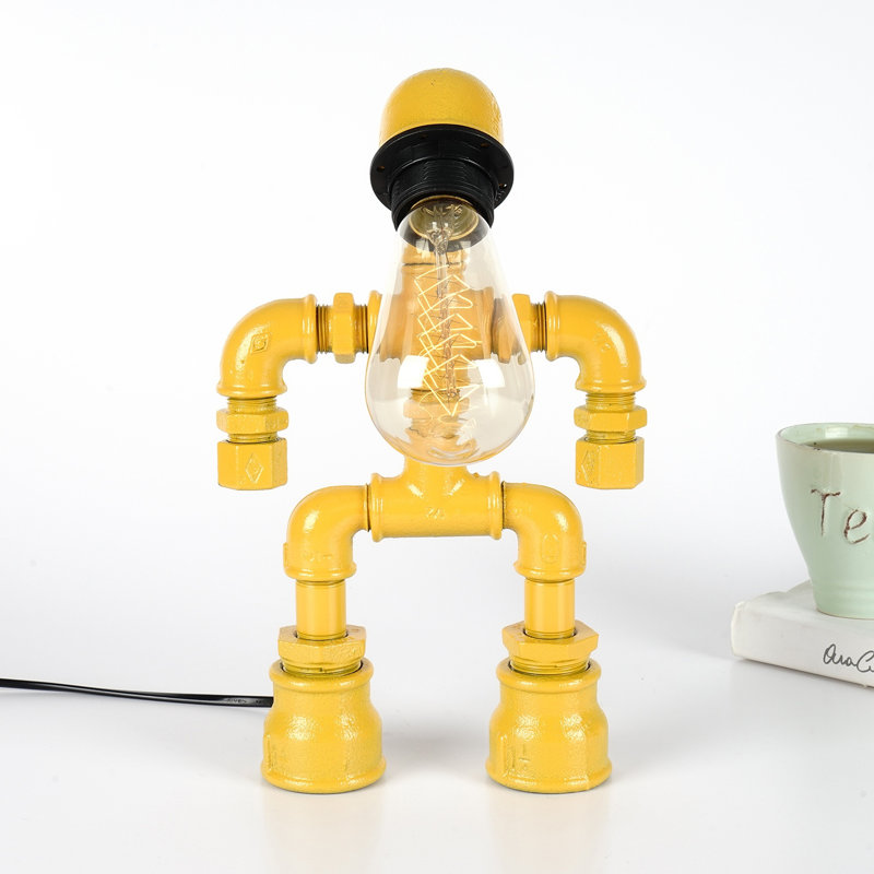 Lampe de table moderne jaune, 11,8 po x 7,9 po x 2,8 po | Coulée 100% métal, douille E27, câble de 5,9 pi avec interrupteur marche / arrêt | Surface essuyable, parfaite pour la décoration de chalet et de chalet, conception de couleur unie de fantaisie
