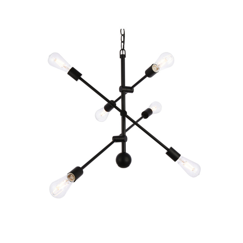Whelchel 6-Light Dimmable Sputnik Chandelier , 82" H x 29" W x 29" D, Black