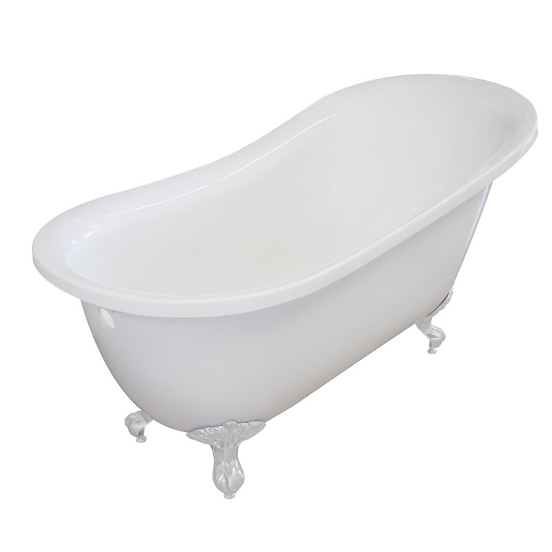 55.25'' x Freestanding Soaking Acrylic Bathtub, White