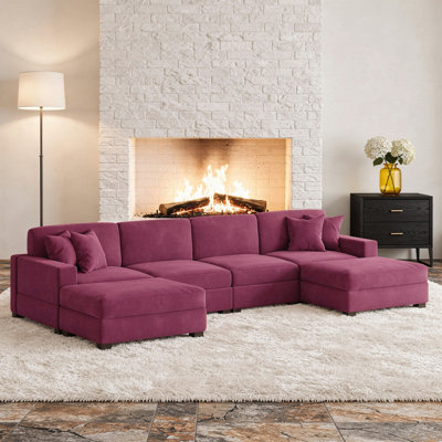 6-Piece Corduroy Sectional Sofa
