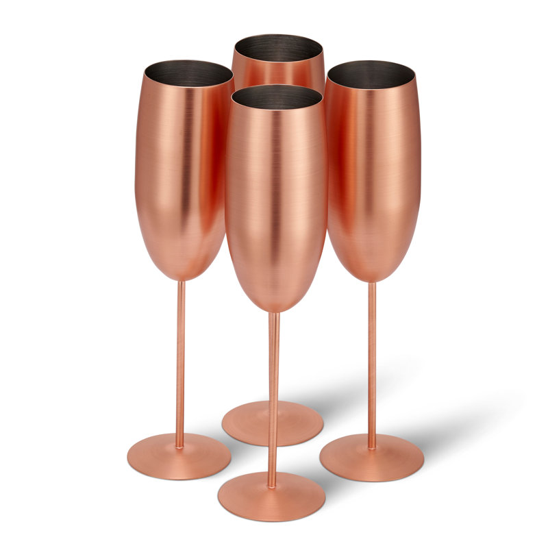 Haylia 285ml Stainless Steel Flute Set, Rose Gold