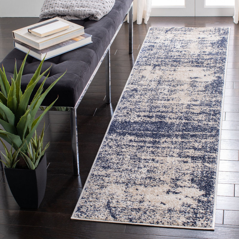 Tapis bleu marine / doré Gerberoy, Runner 2'6" x 12'