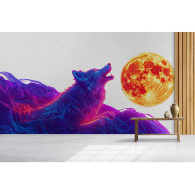 Décoration murale loup néon