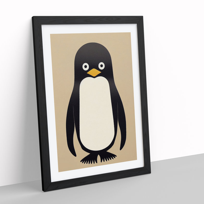 XV1022-4871X Unique Penguin Art No.3 Abstract - Print, 66cm H x 48cm W, White, Black Framed
