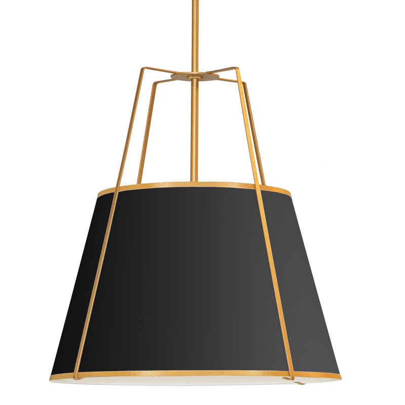 Trapezoid 4 Light Pendant, Black, Gold