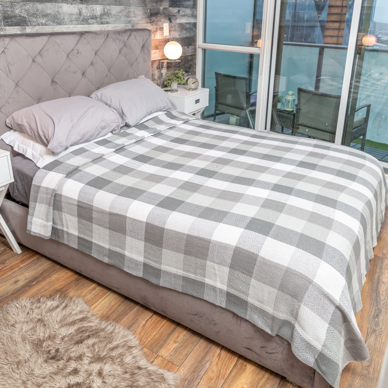 Couverture 100% coton Mauston, Gris