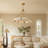 AstralRing 8-Light  Wood & Gold  Wagon Wheel Chandelier for Living Room