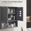 Armoire de salle de bain murale grise, design avec tablette ouverte et rangement réglable gris, espaces de personnage