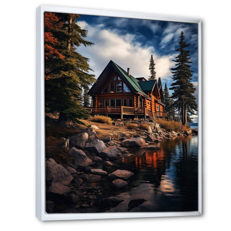 Belayneh Canada Lakehouse Retreat I sur toile, H 32 po x l 16 po x P 1 po, Cadre flottant blanc