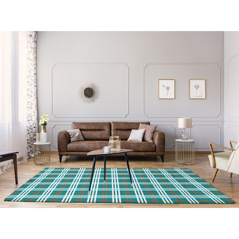 Tapis à carreaux bleu, Rectangle 9 pi x 12 pi