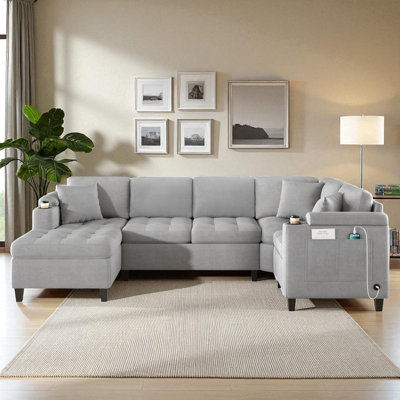 Canapé modulaire en U avec rangement et ports USB
