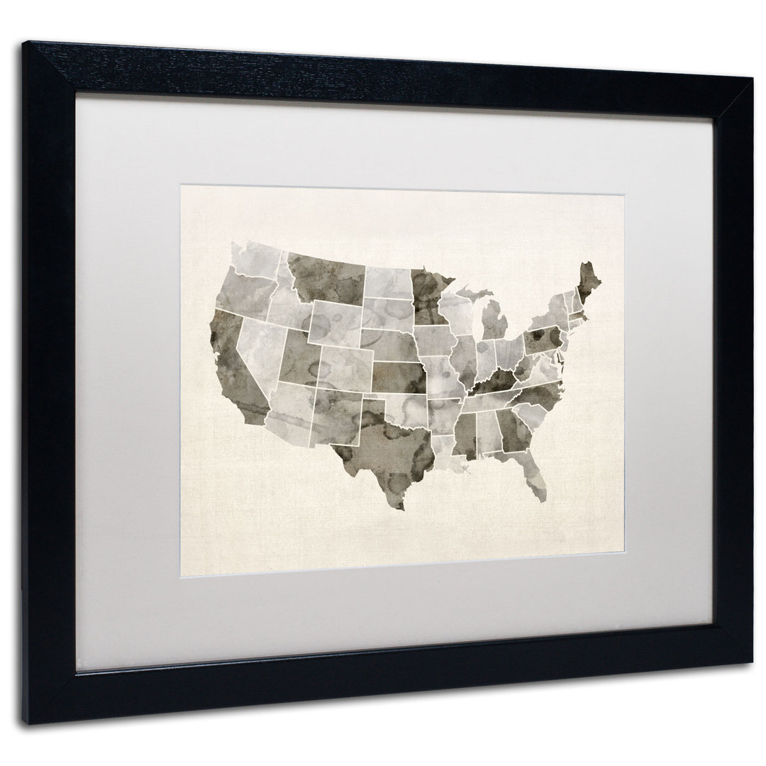 " United States Watercolor Map " by Michael Tompsett Wade Logan® Mat 