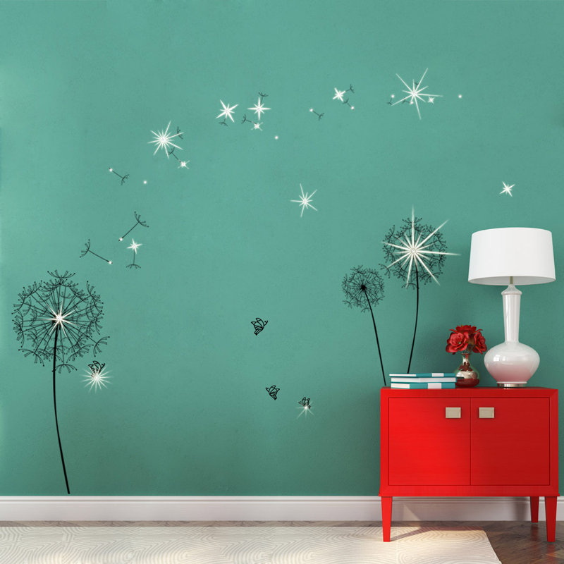 Huge Dandelion and Swarovski Floral Wall Sticker