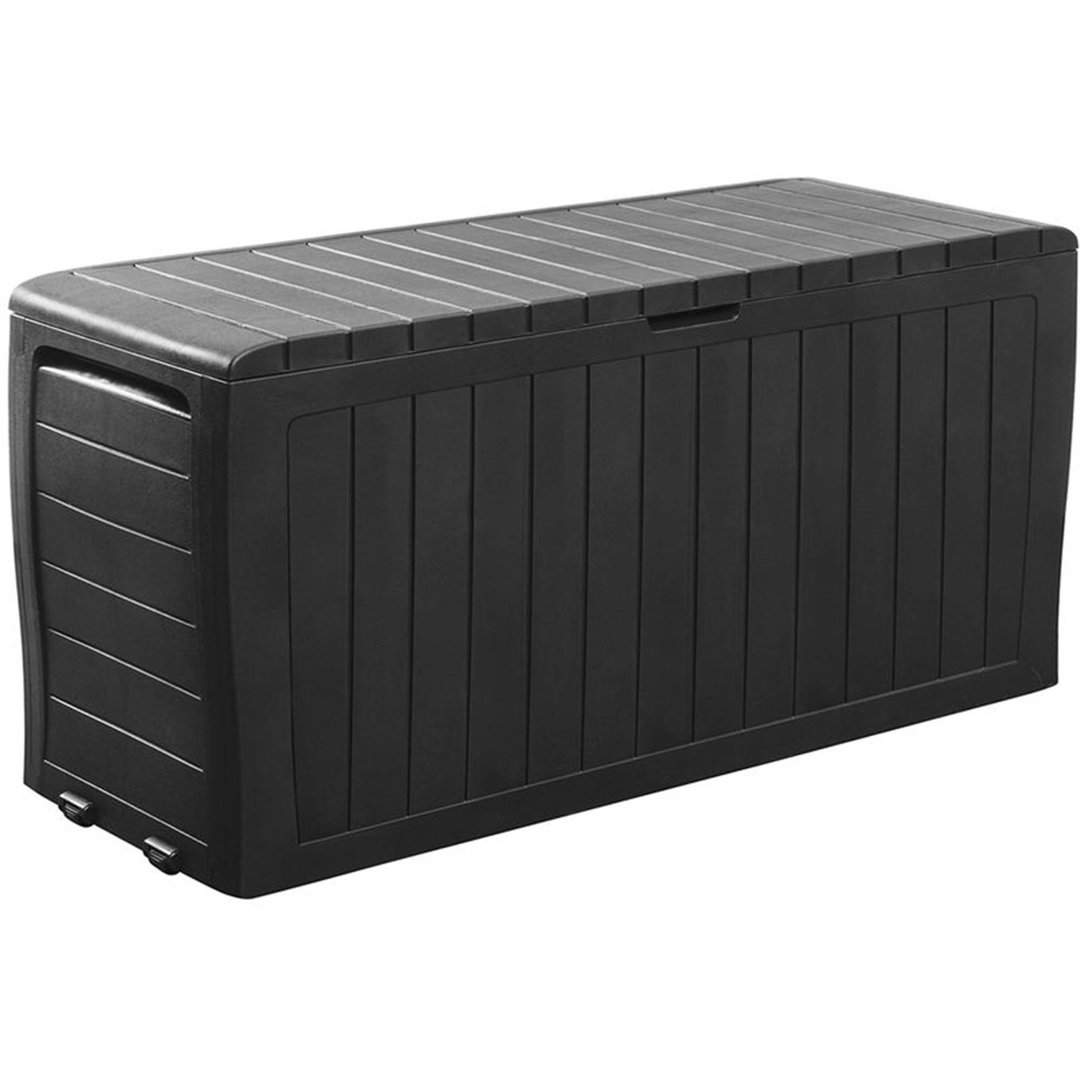 Dakota Fields Ailiedh 270L Gallon Water Resistant Polypropylene Lockable with Wheels in Anthracite