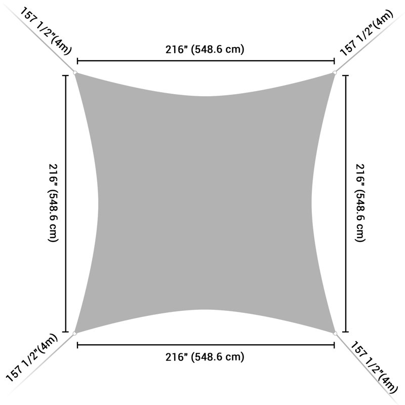 Voile d'ombrage carré pour l'extérieur Yescom, Gris / blanc, 18 pi x 18 pi