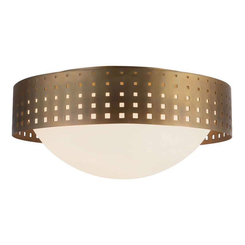Astoria 14-in Black Flush Mount, Antique Brass