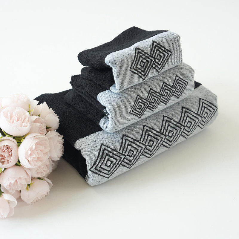 Ensemble de serviettes 100% coton ultra doux 3 pièces Hatchell Décoration, Noir