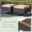Latitude Run® Set Of 2 Patio Rattan Ottoman Footrest Cushions Wooden Handle Beige