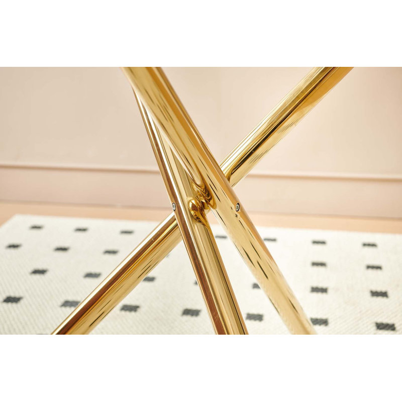 Ensemble de salle à manger 1 + 4,5 pièces, table de salle à manger à pieds en métal Mid-Century pour 4-6 personnes avec plateau en verre, table de salle à manger à piédestal, table basse de loisirs