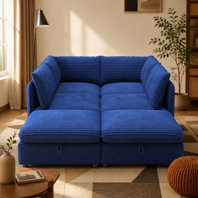 Modular Sectional Sofa, Convertible Sofa Seat With Storage, Sleeper Sectional Sofa Set, Fabric Flexible Modular Combinations for Living Room(6seats)