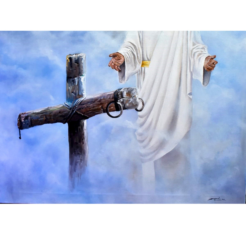«Messiah Jesus Christ in Heaven», peinture sur toile par Jugal Sarkar - Spiritual Christian Wall Art Home Decor